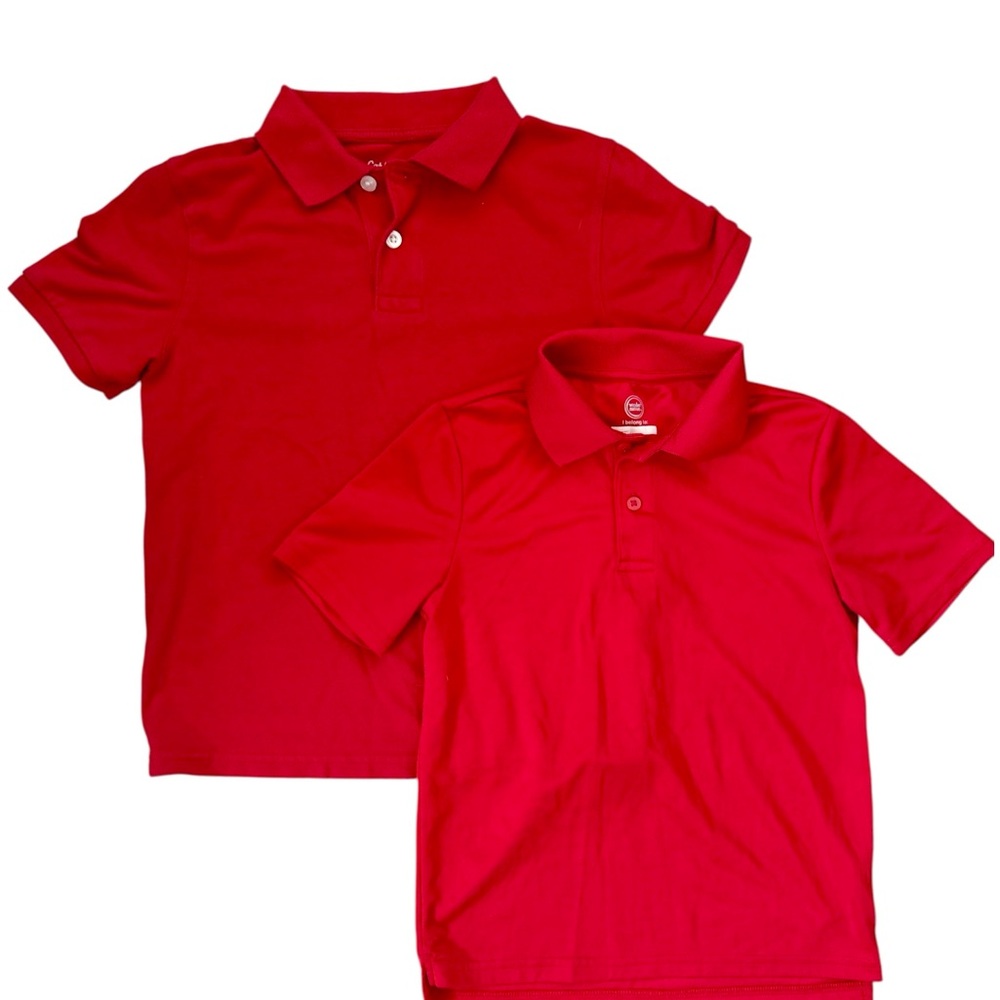 Classic Red Kids Polo School Uniform Shirt Size 8 BUNDLE